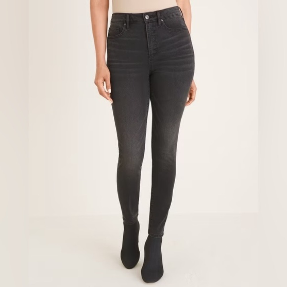 Chico’s High Rise Skinny Ankle Jeans Charcoal Size 6 Modern Minimalist